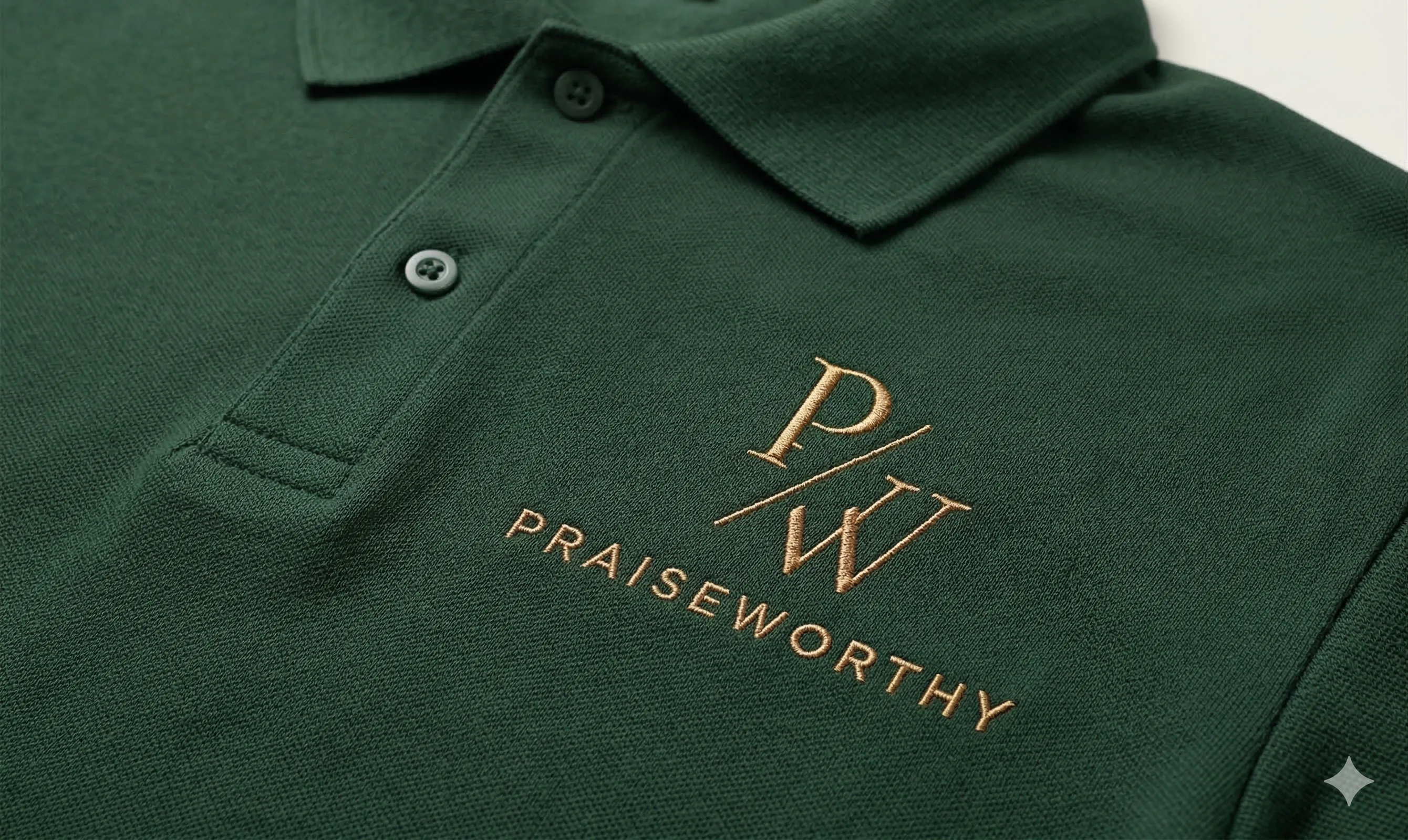 Embroidered Praise Worthy Roofing logo on a company shirt