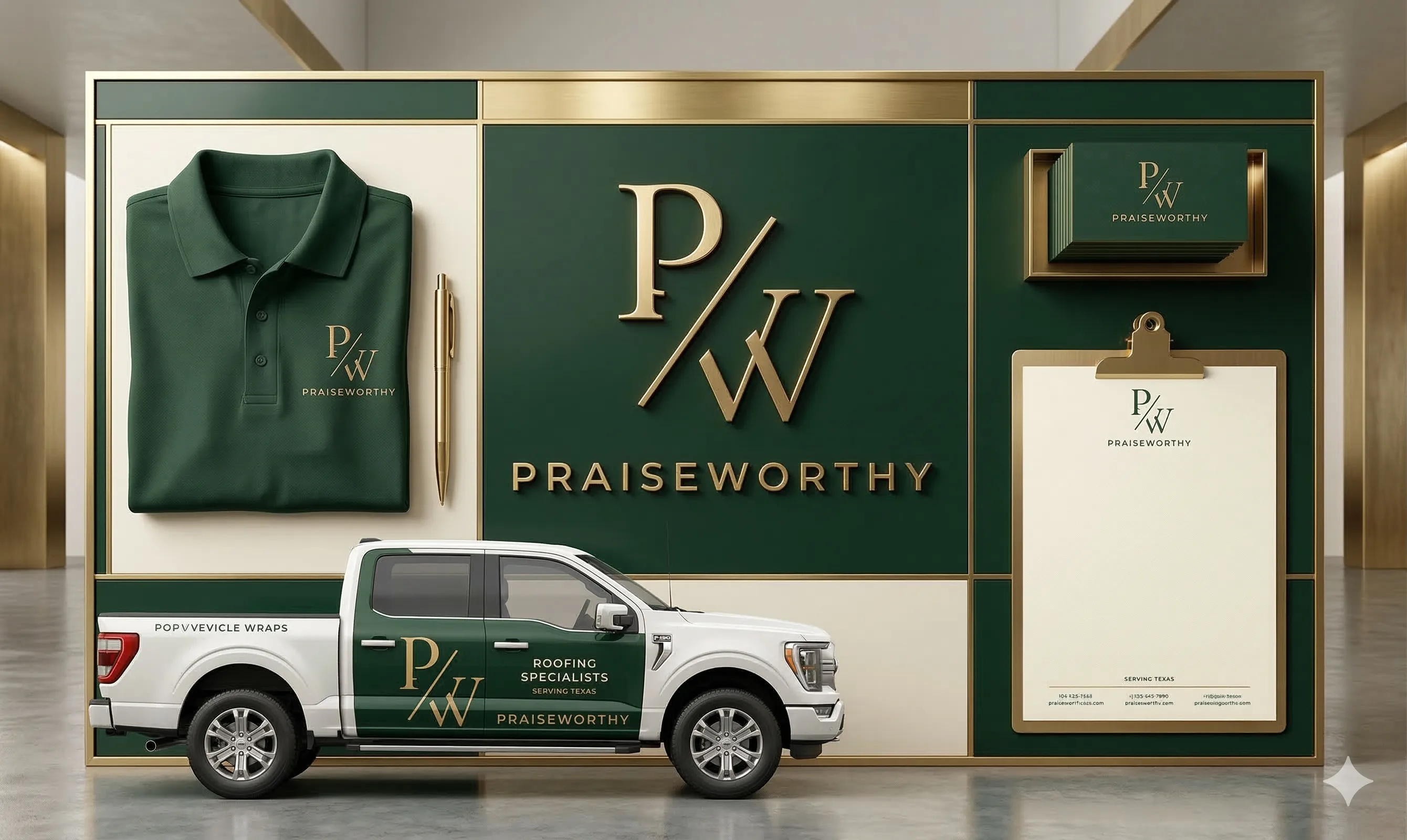Praise Worthy Roofing branded service truck